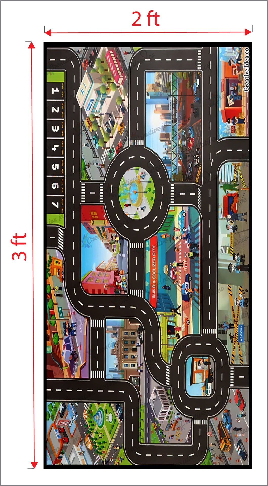 Educational Car play sheet Mat for Toy Cars